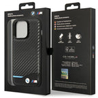 BMW Leather Carbon dėklas iPhone 13 Pro Max – juodas