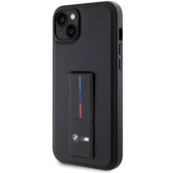 BMW dėklas iPhone 14 Plus/15 Plus su dirželiu – juodas