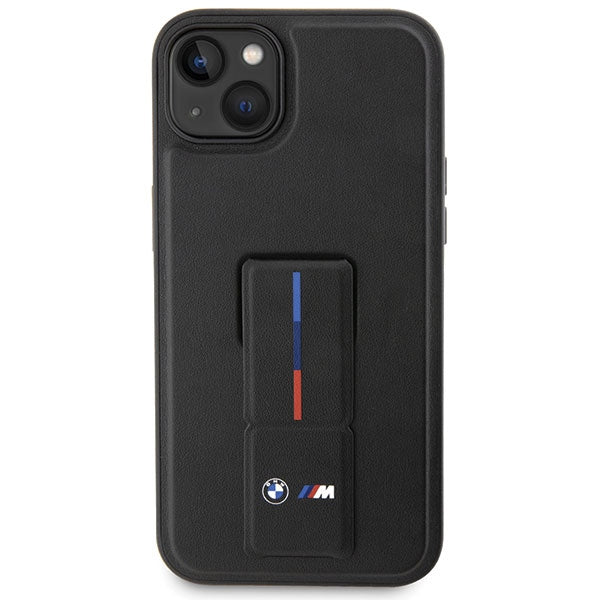 BMW dėklas iPhone 14 Plus/15 Plus su dirželiu – juodas