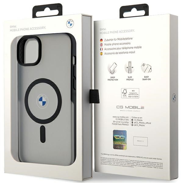 BMW Signature MagSafe dėklas iPhone 14/15 Plus – juodas