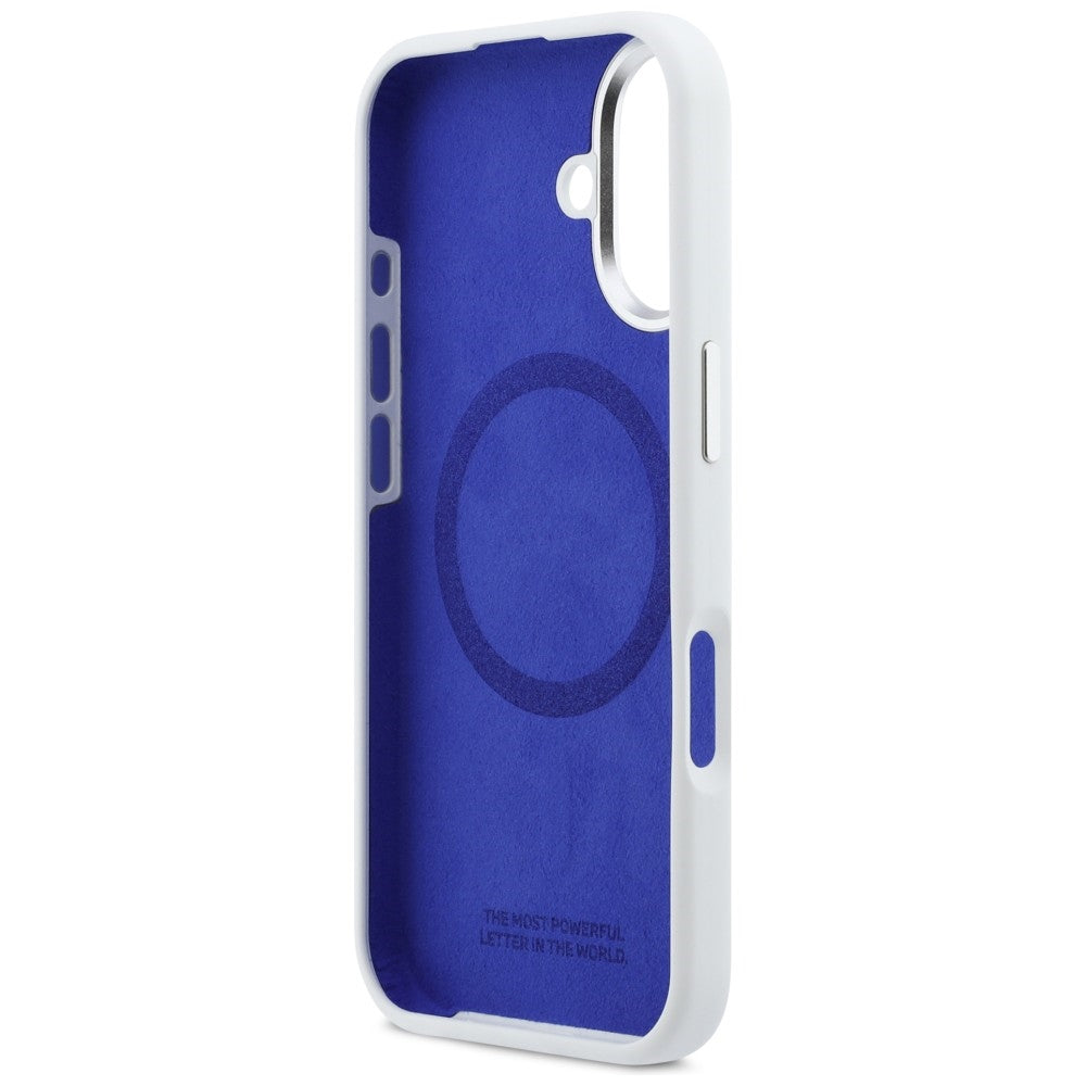 BMW M silikoninis MagSafe dėklas iPhone 17 – baltas