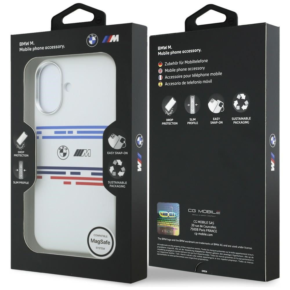 BMW M silikoninis MagSafe dėklas iPhone 17 – baltas