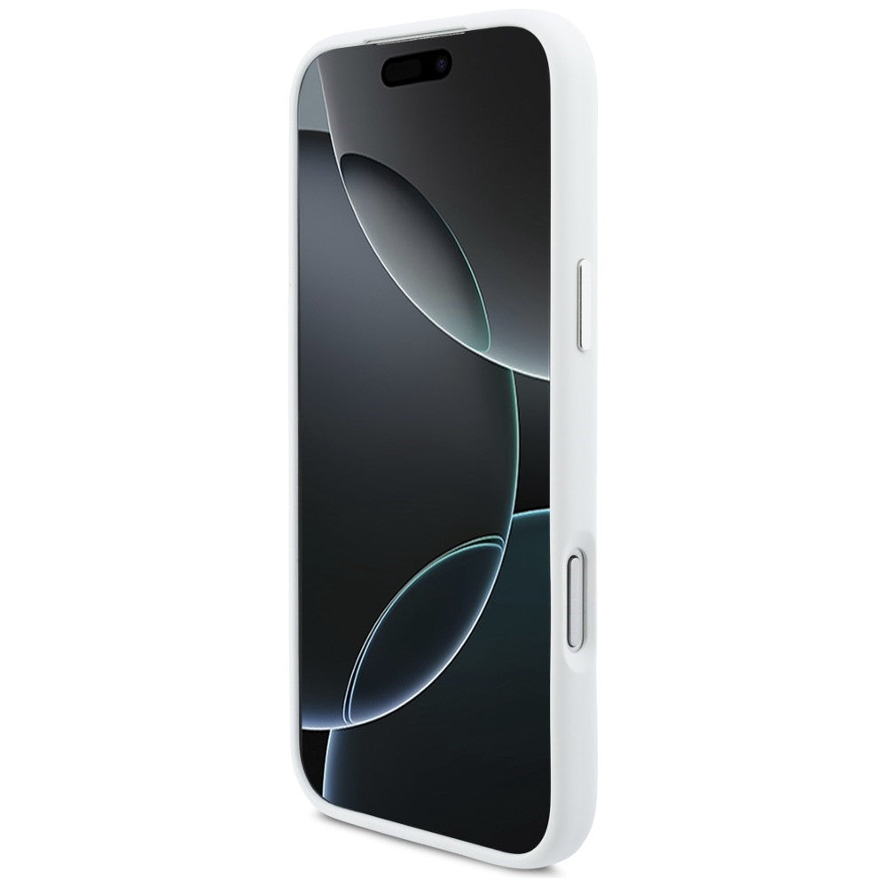 BMW M silikoninis MagSafe dėklas iPhone 17 Pro Max – baltas