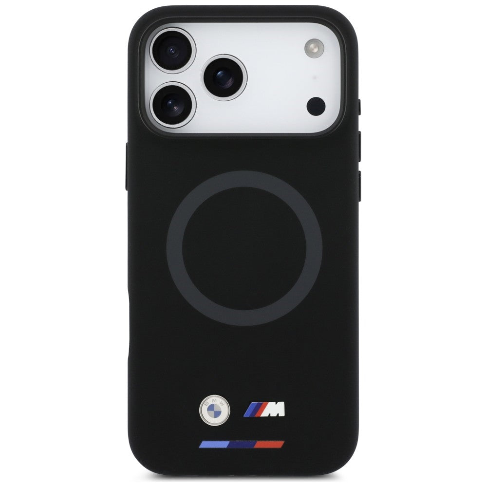 BMW M silikoninis MagSafe dėklas iPhone 17 Pro Max – juodas