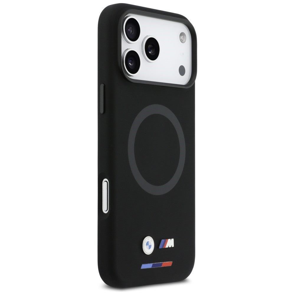 BMW M silikoninis MagSafe dėklas iPhone 17 Pro Max – juodas