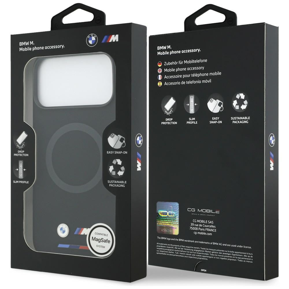 BMW M silikoninis MagSafe dėklas iPhone 17 Pro Max – juodas