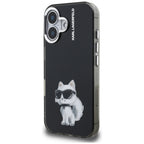 Karl Lagerfeld IML Aquarelle Choupette dėklas iPhone 16 – juodas