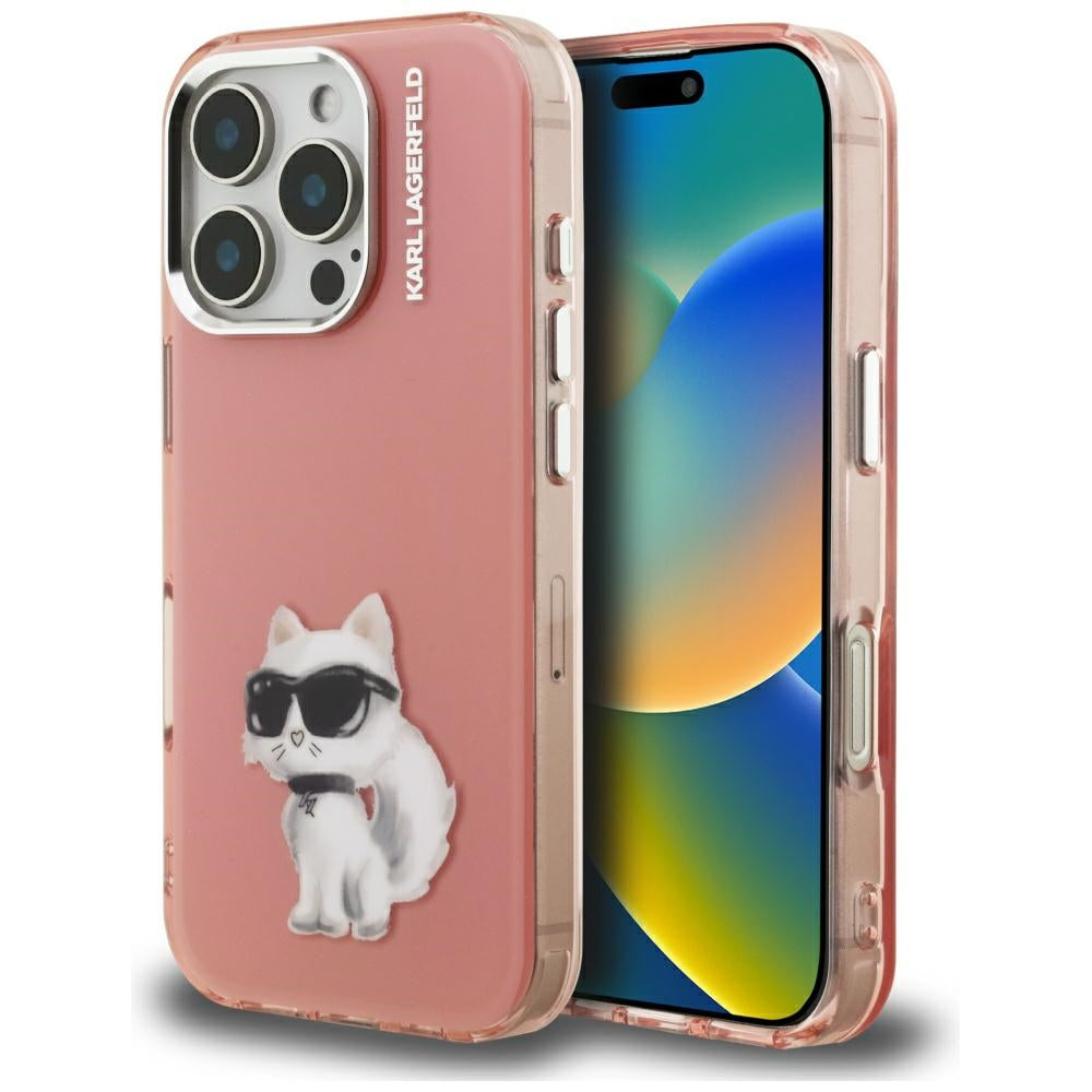 Karl Lagerfeld dėklas iPhone 16 Pro Max – rožinis