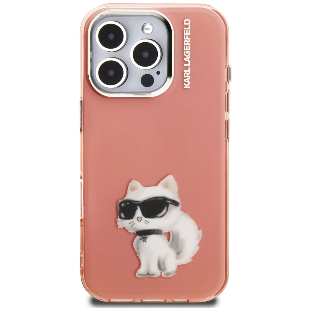 Karl Lagerfeld Choupette dėklas iPhone 16 Pro – rožinis