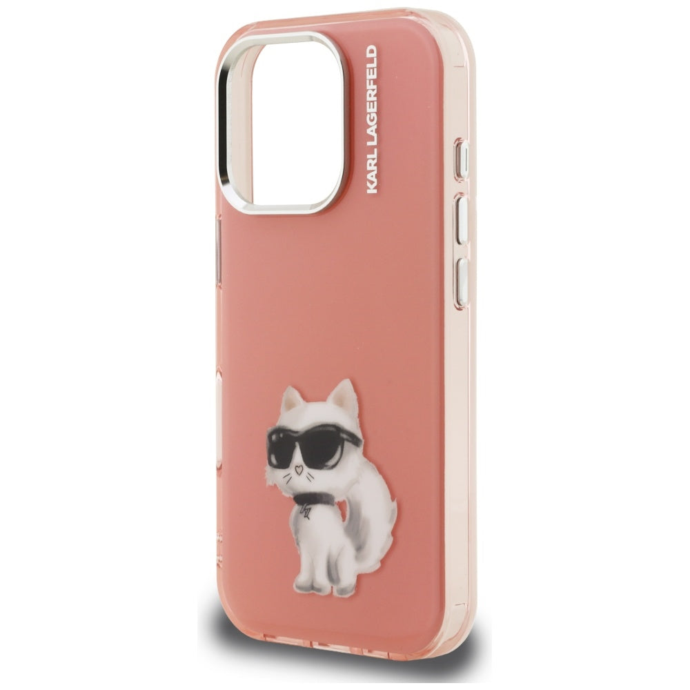 Karl Lagerfeld Choupette dėklas iPhone 16 Pro – rožinis