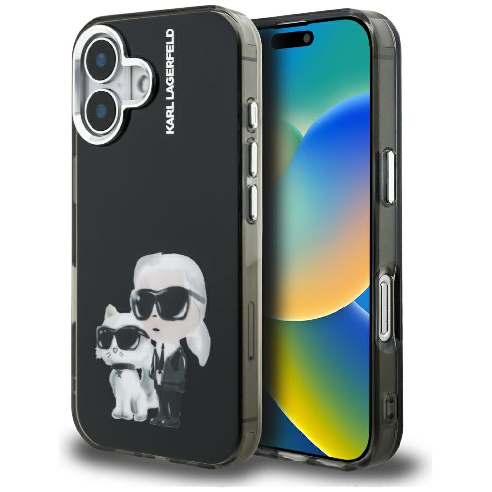 Karl Lagerfeld IML Aquarelle dėklas iPhone 16 – juodas -- iPhone 16