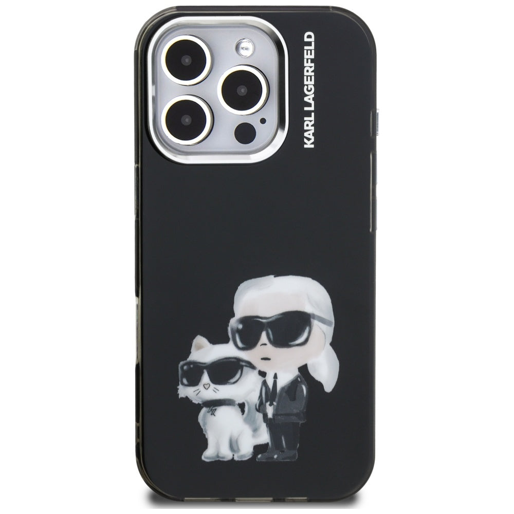 Karl Lagerfeld IML Aquarelle dėklas iPhone 16 Pro – juodas