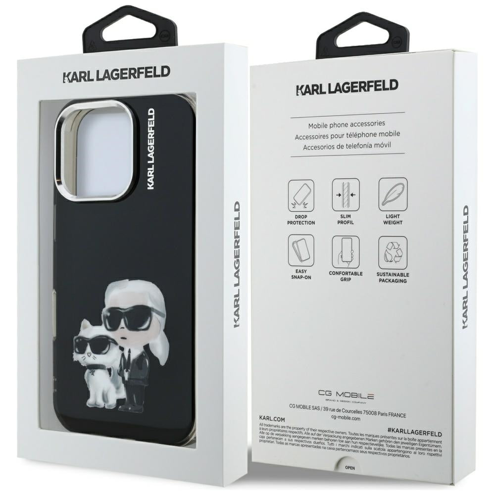 Karl Lagerfeld IML Aquarelle dėklas iPhone 16 Pro – juodas