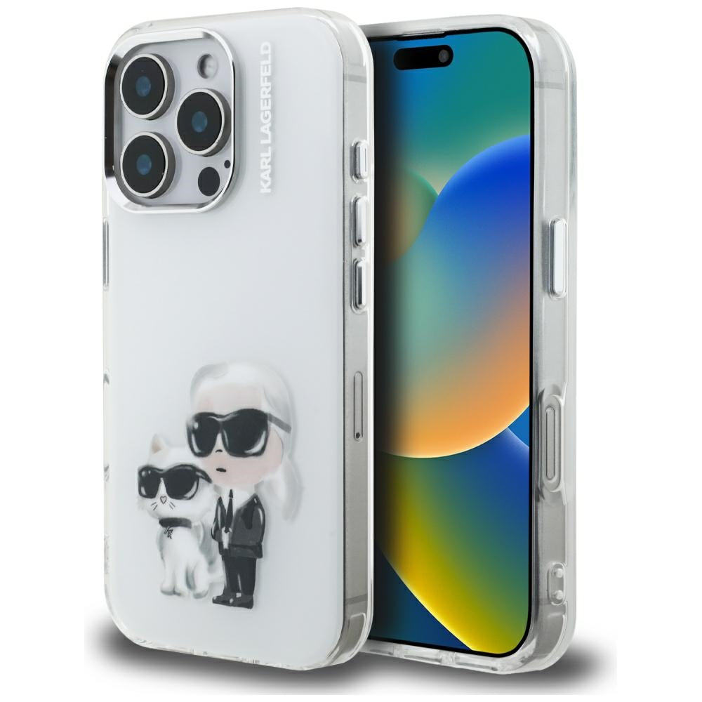 Karl Lagerfeld IML Aquarelle dėklas iPhone 16 Pro Max – baltas