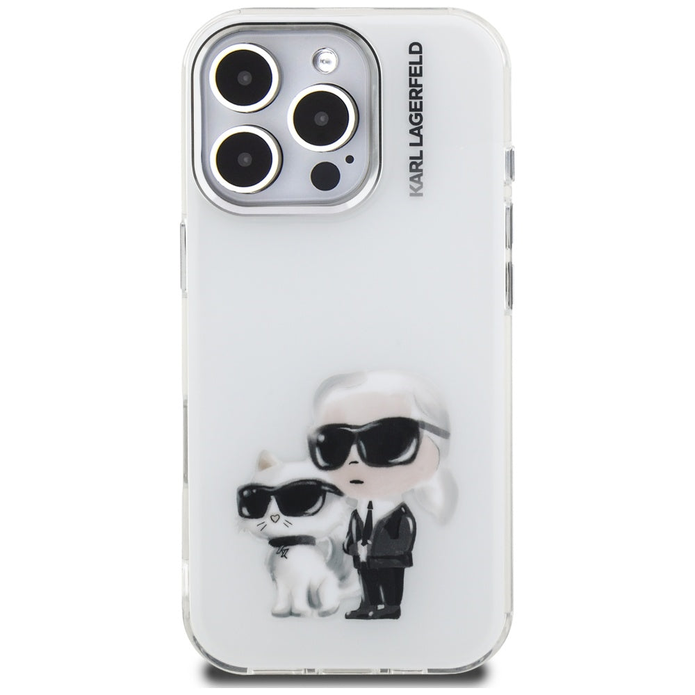 Karl Lagerfeld IML Aquarelle dėklas iPhone 16 Pro Max – baltas