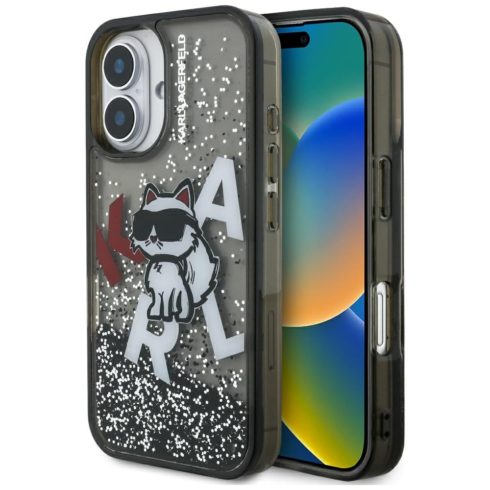 Karl Lagerfeld blizgučių dėklas iPhone 16 – juodas -- iPhone 16