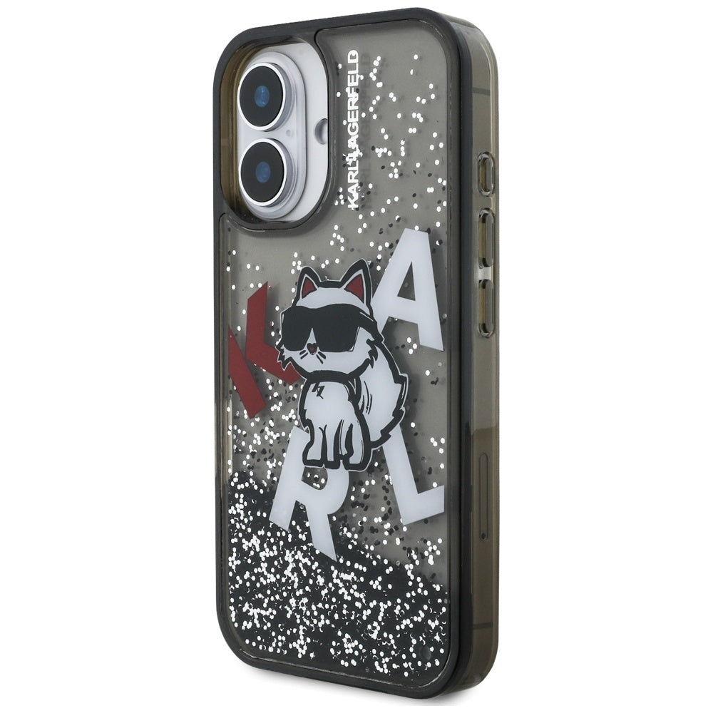 Karl Lagerfeld blizgučių dėklas iPhone 16 – juodas -- iPhone 16