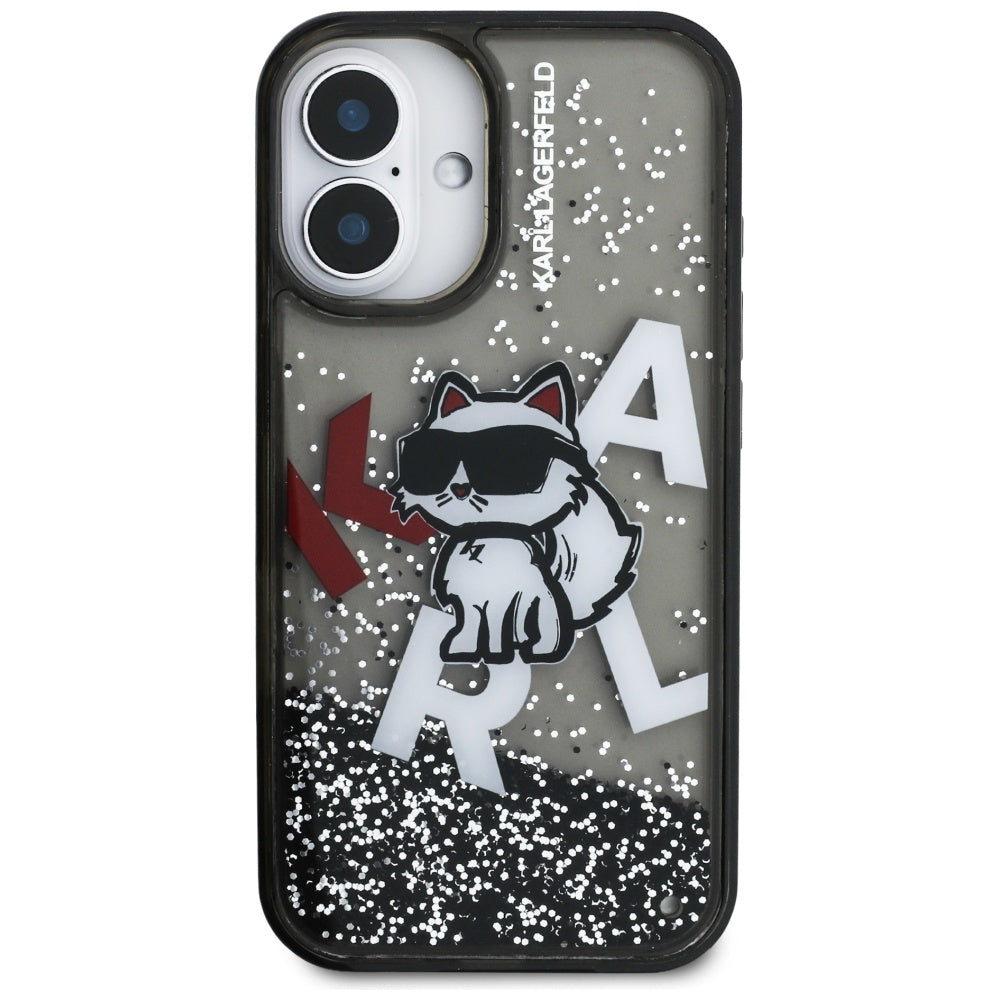 Karl Lagerfeld blizgučių dėklas iPhone 16 – juodas -- iPhone 16