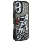 Karl Lagerfeld blizgučių dėklas iPhone 16 – juodas -- iPhone 16