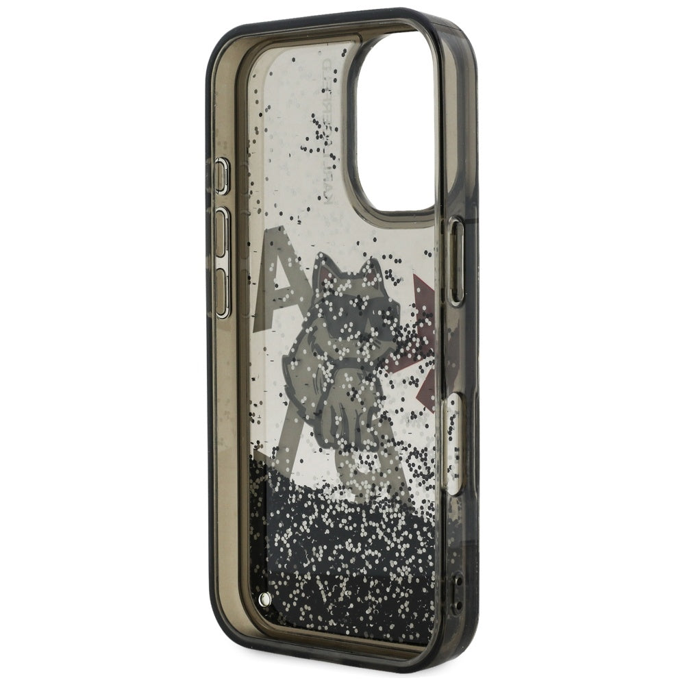 Karl Lagerfeld blizgučių dėklas iPhone 16 – juodas -- iPhone 16