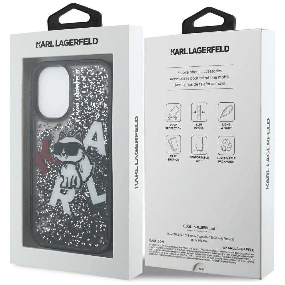 Karl Lagerfeld blizgučių dėklas iPhone 16 – juodas -- iPhone 16