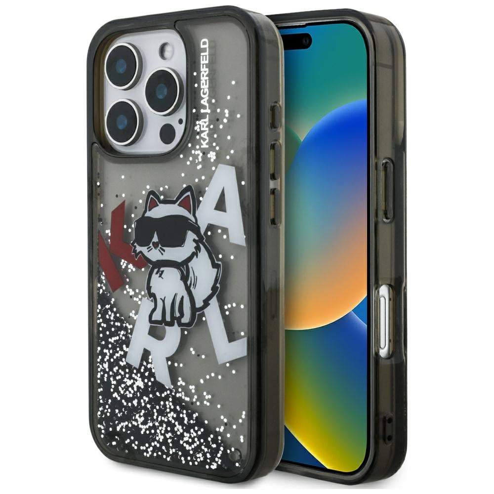 Karl Lagerfeld blizgus dėklas iPhone 16 Pro – juodas -- iPhone 16 Pro