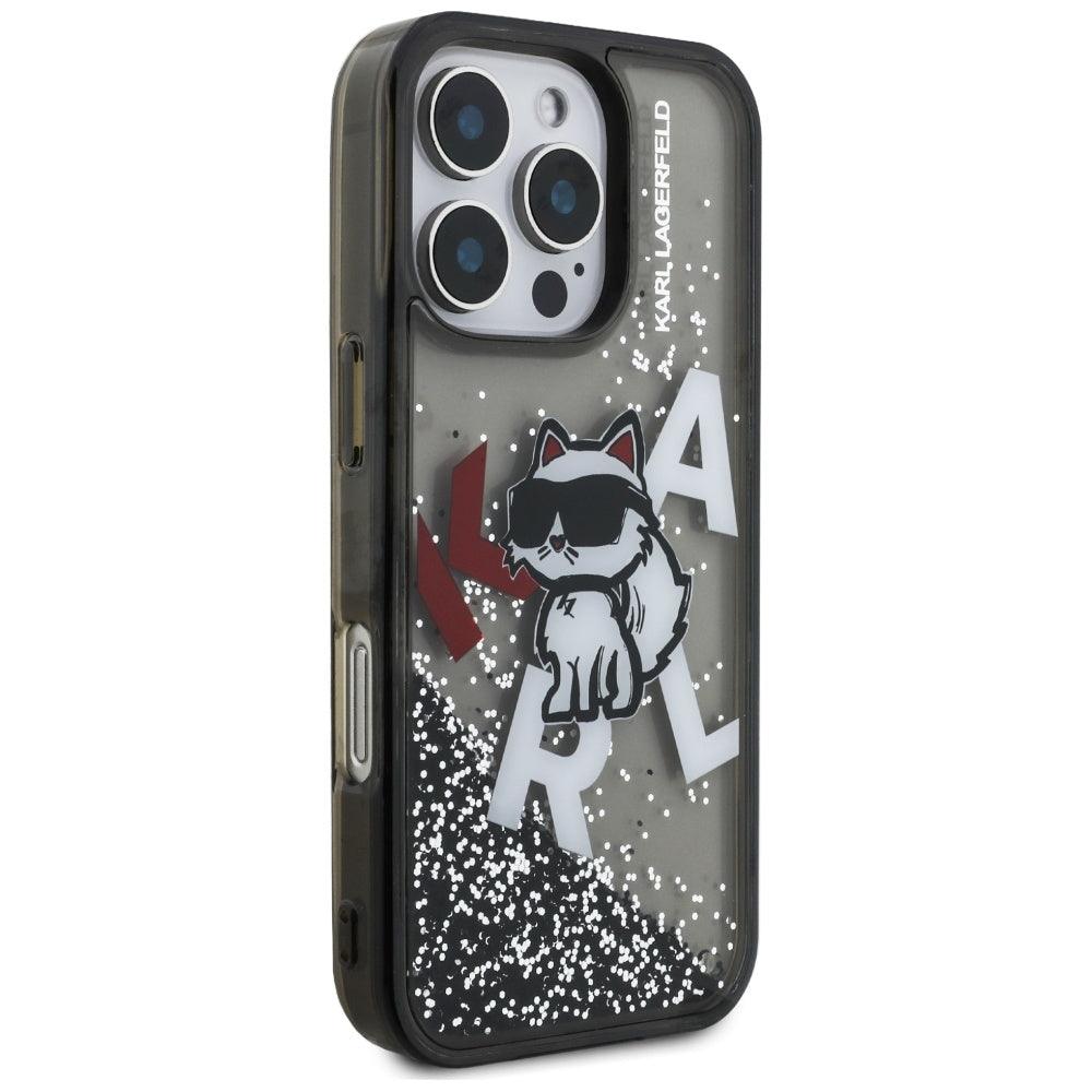 Karl Lagerfeld blizgus dėklas iPhone 16 Pro – juodas -- iPhone 16 Pro