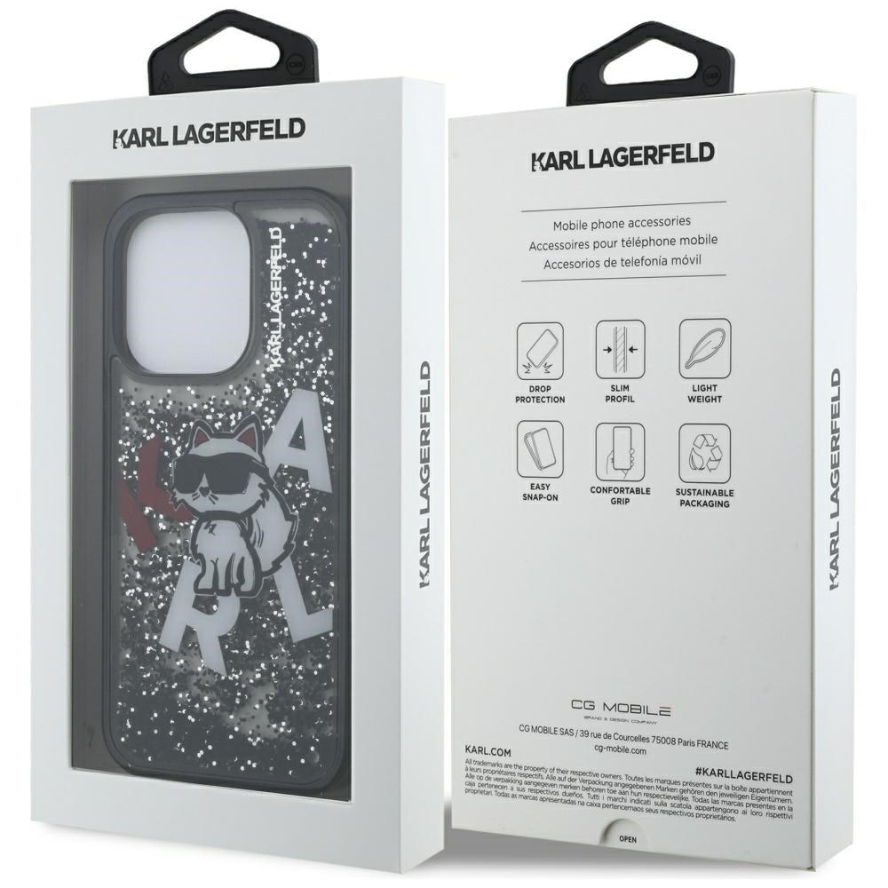 Karl Lagerfeld blizgus dėklas iPhone 16 Pro – juodas -- iPhone 16 Pro