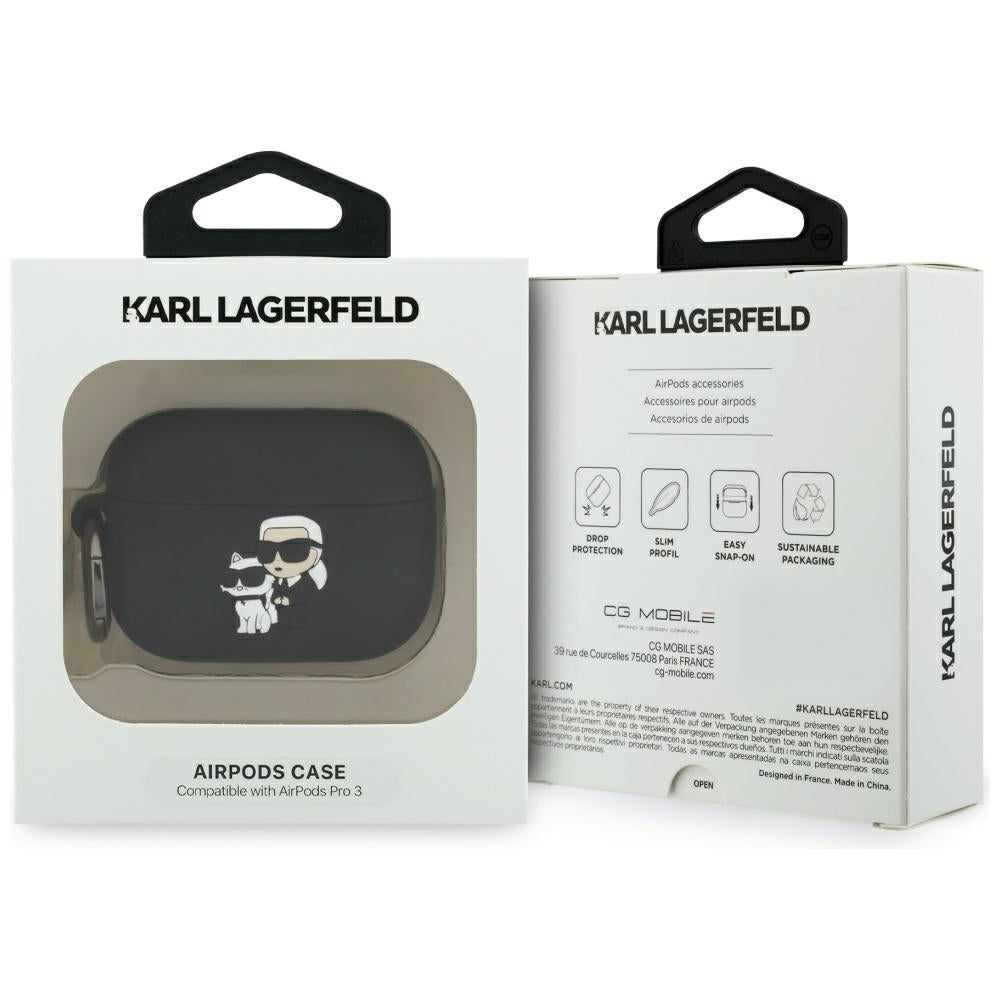Karl Lagerfeld silikoninis dėklas AirPods Pro 3 – juodas