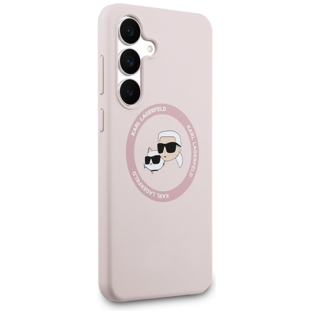 Karl Lagerfeld silikoninis MagSafe dėklas Galaxy S25 FE – rožinis