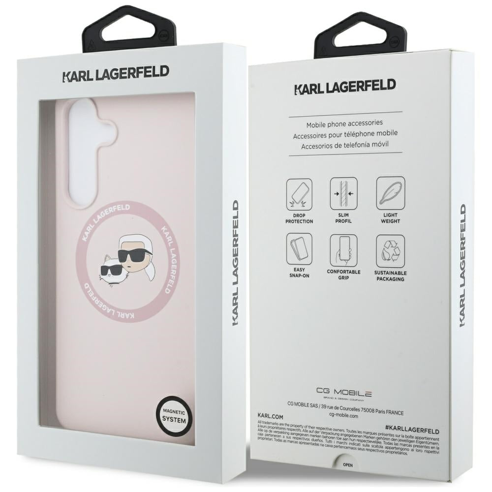 Karl Lagerfeld silikoninis MagSafe dėklas Galaxy S25 FE – rožinis