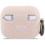 Karl Lagerfeld silikoninė chaupette galvutė 3D dėklas, skirtas AirPods Pro 3 - rožinis