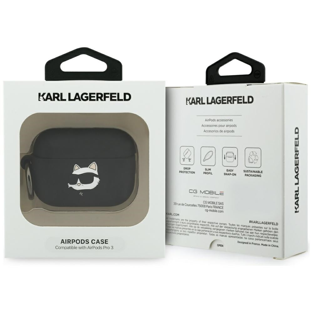 Karl Lagerfeld silikoninis 3D dėklas AirPods Pro 3 – juodas -- AirPods Pro 3