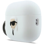Karl Lagerfeld silikoninis Karl Head 3D dėklas, skirtas AirPods Pro 3 - baltas