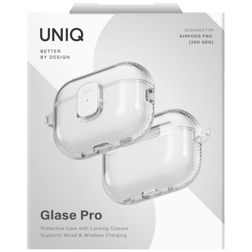Uniq Glase Pro dėklas AirPods Pro 3 – skaidrus