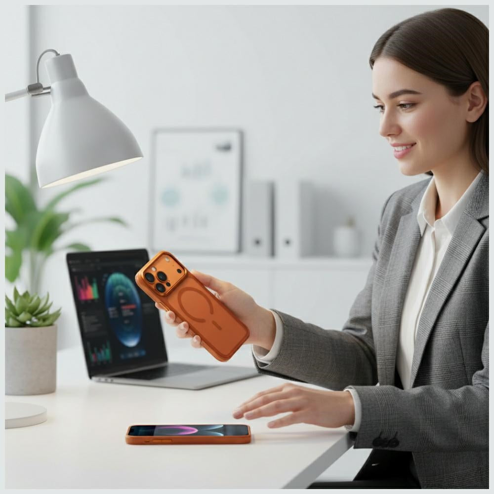 Uniq VEREN MagClick dėklas iPhone 17 Pro – Sunset Ember