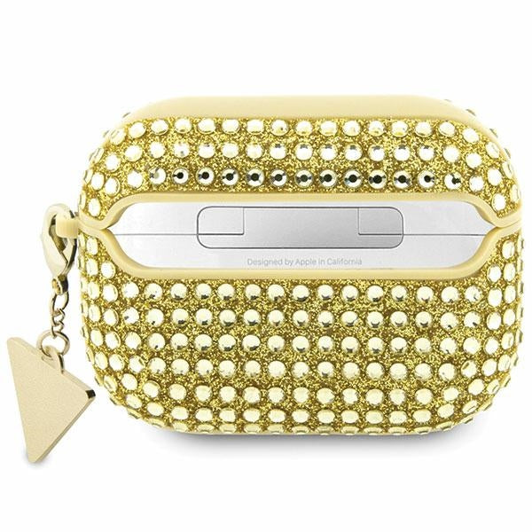 Guess Rhinestone Triangle dėklas AirPods Pro – auksinis