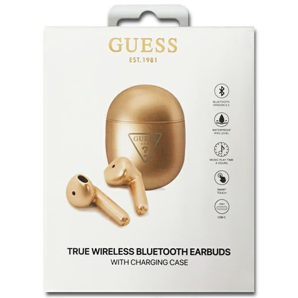 Guess Triangle Logo Bluetooth TWS belaidės ausinės – auksinės