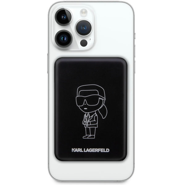 Karl Lagerfeld Ikonik MagSafe 5W 3000mAh indukcinė išorinė baterija - juoda