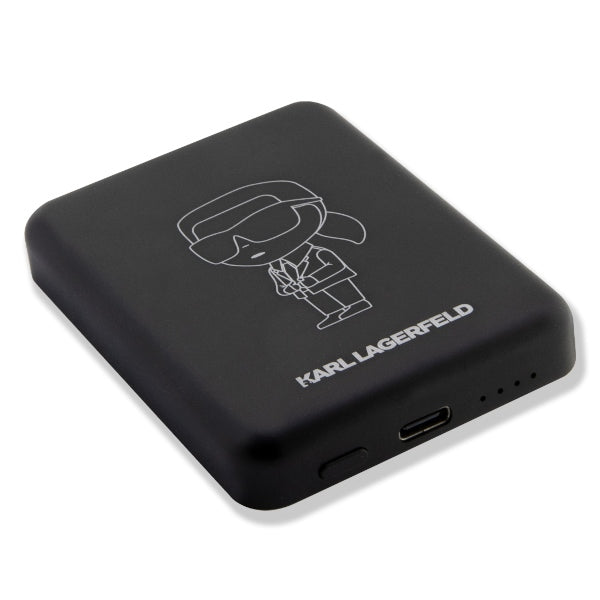 Karl Lagerfeld Ikonik MagSafe 5W 3000mAh indukcinė išorinė baterija - juoda