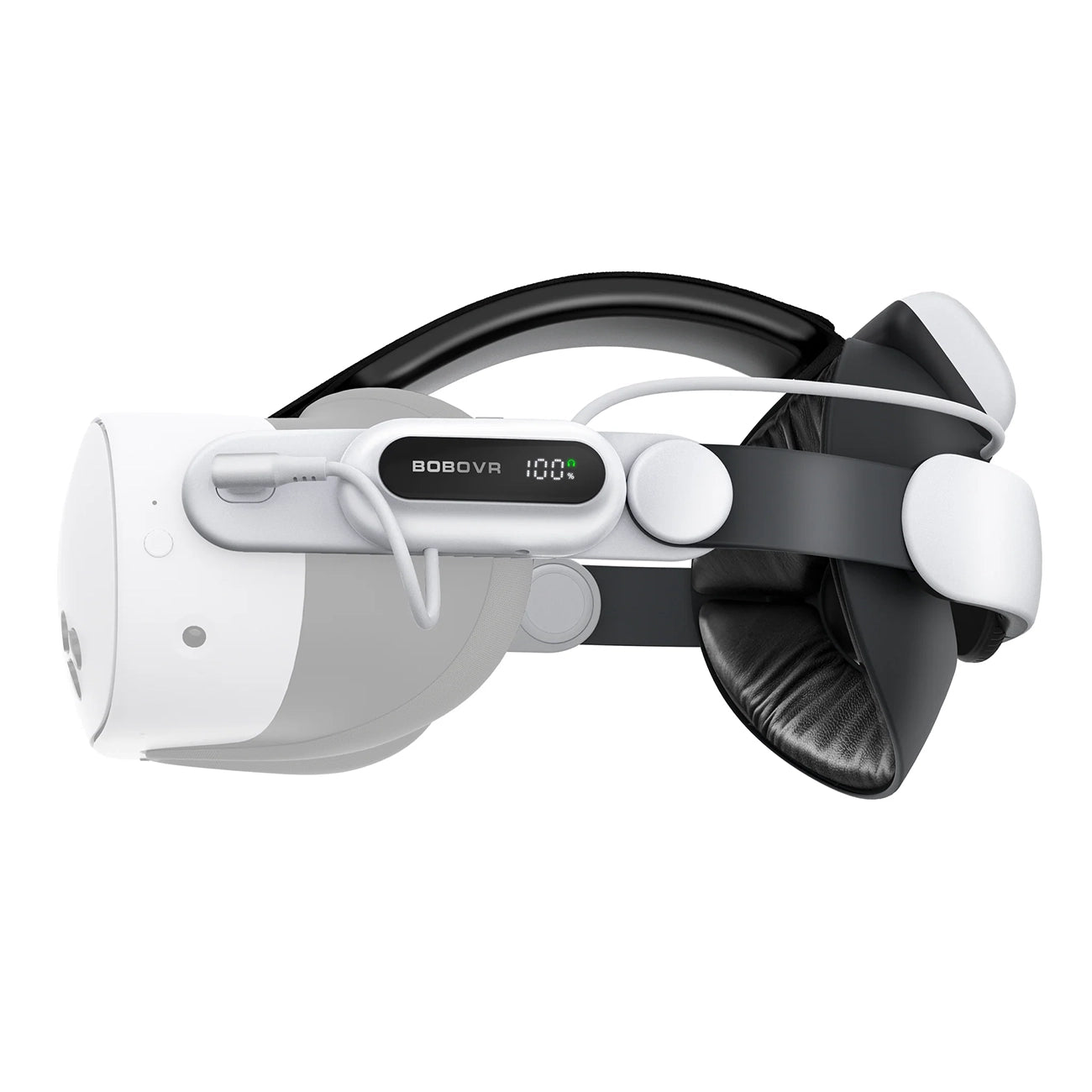 BoboVR E3 Pro galvos dirželis su baterija Meta Quest 3 ir 3S - balta ir juoda -- Meta Quest 3 / Meta Quest 3S