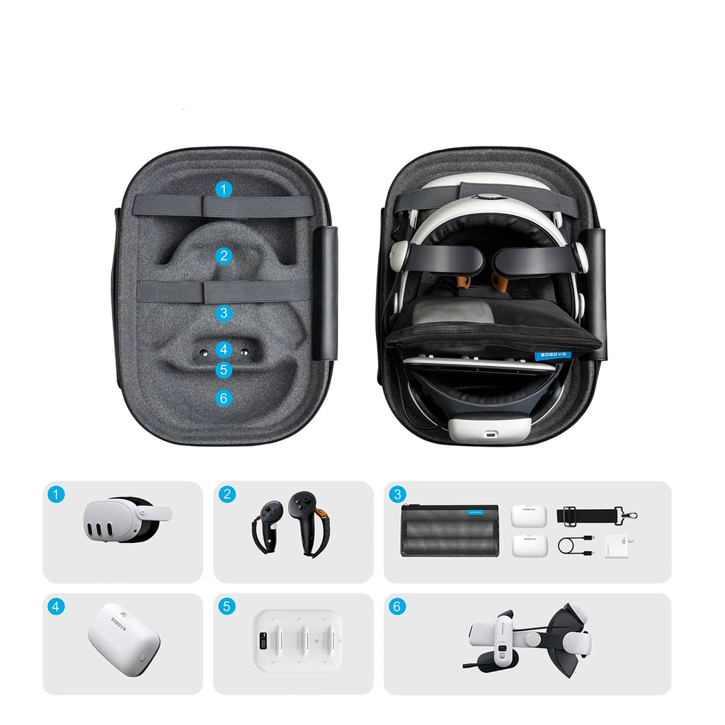 BoboVR C3 nešiojimo dėklas Meta Quest 3 ir 3S - pilkas -- Meta Quest 3 / Meta Quest 3S
