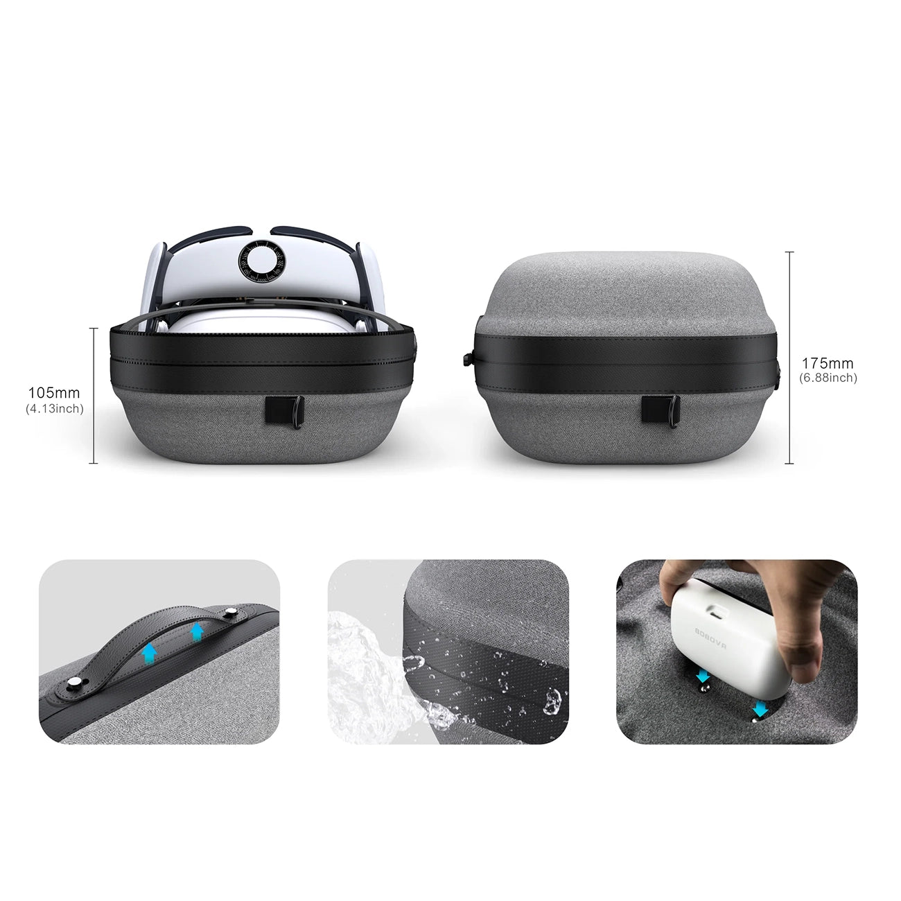 BoboVR C3 nešiojimo dėklas Meta Quest 3 ir 3S - pilkas -- Meta Quest 3 / Meta Quest 3S