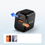 Tech-Protect sieninis įkroviklis NCA45W-GAN 2-Port USB-C / USB-A 45W - juodas -- Cell phone chargers