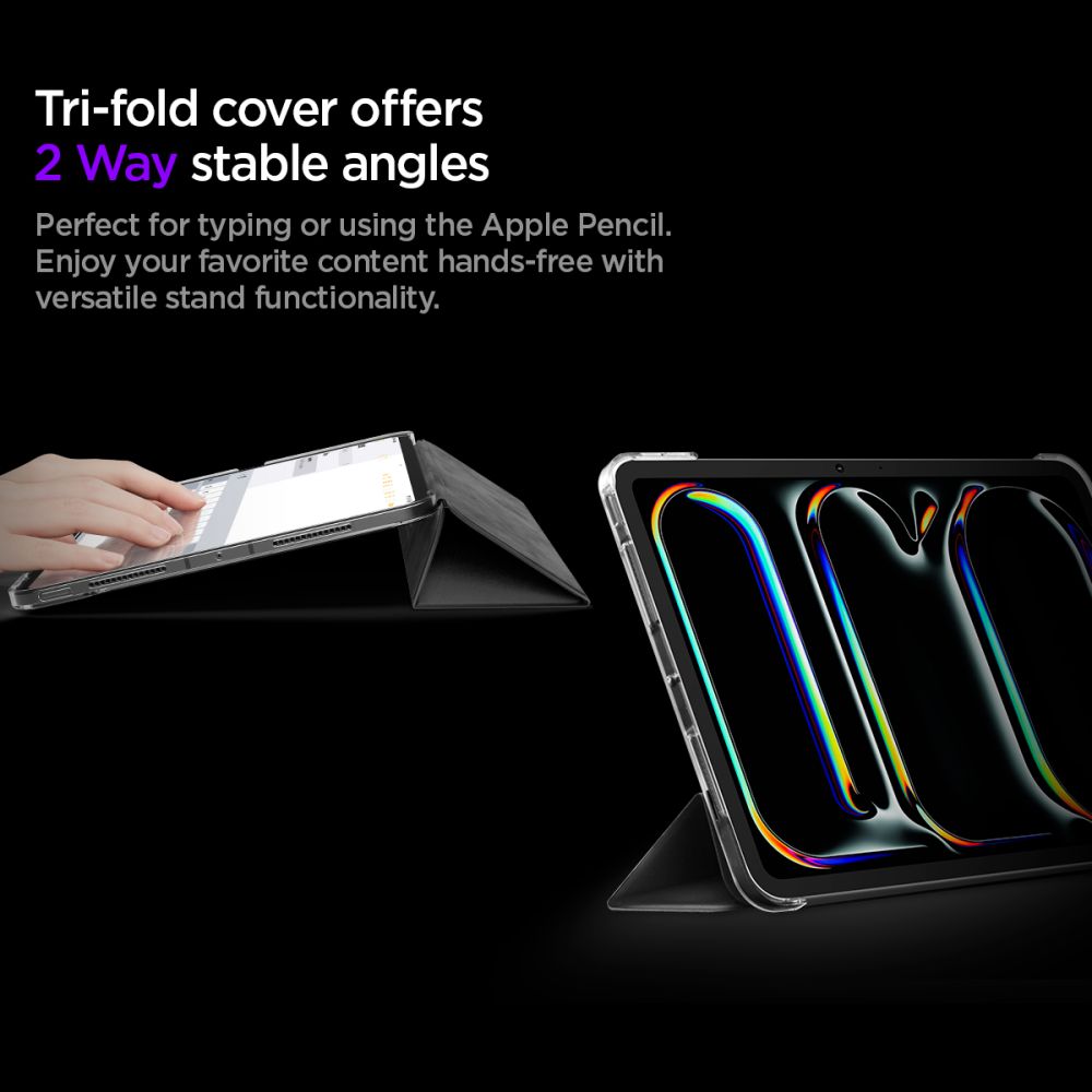 Spigen Liquid Air Folio dėklas, skirtas iPad Pro 11" (2024) iPad Pro 11" (2025) - juodas