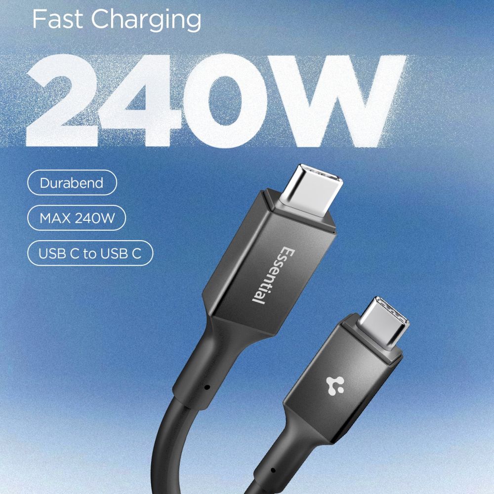 Spigen Essential Laidas EB24012CC USB-C / USB-C 240W 120cm - juodas