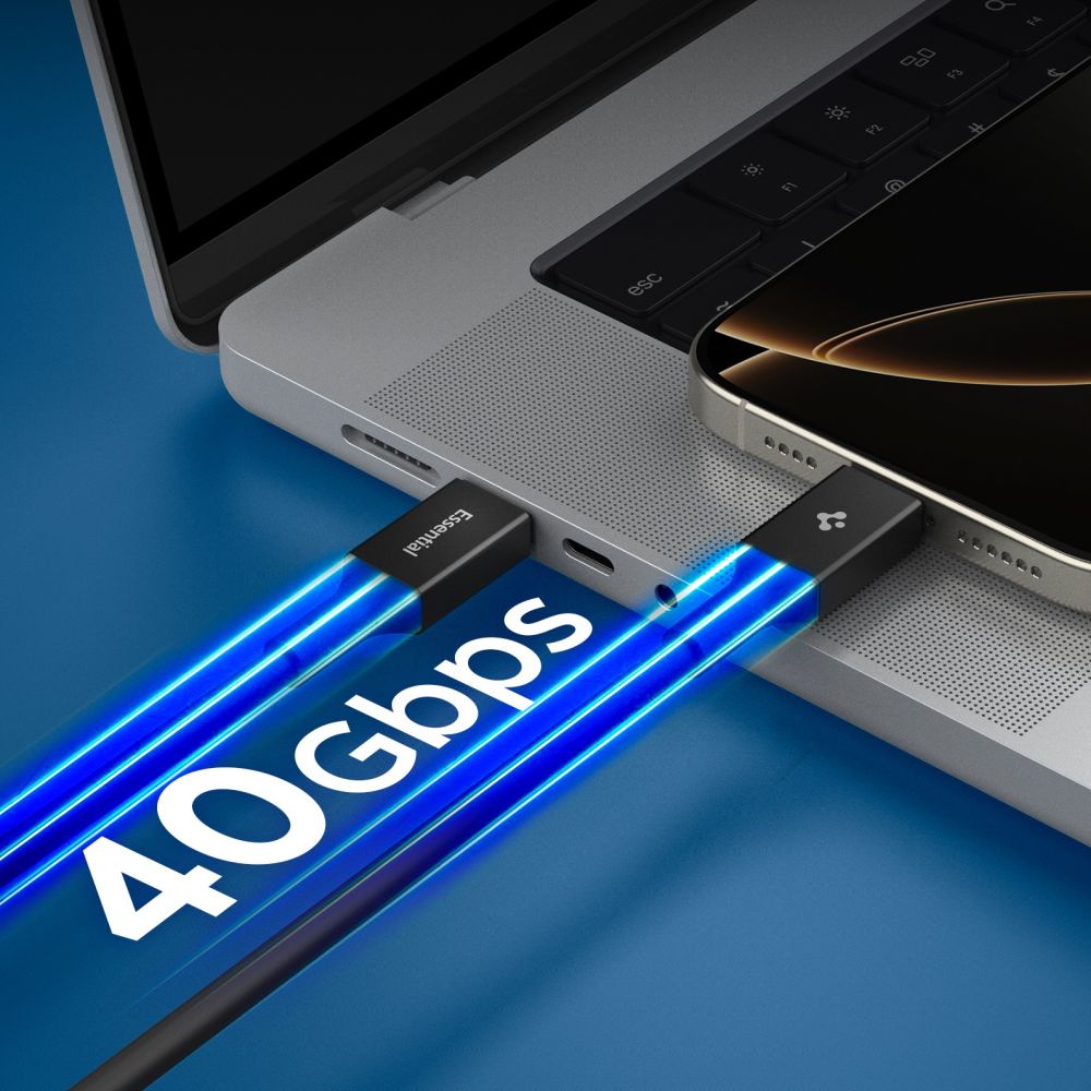 Spigen Essential Laidas EB24012CC USB-C / USB-C 240W 120cm - juodas
