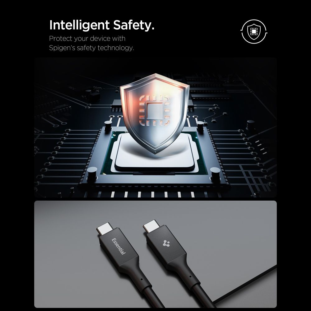 Spigen Essential Laidas EB24012CC USB-C / USB-C 240W 120cm - juodas