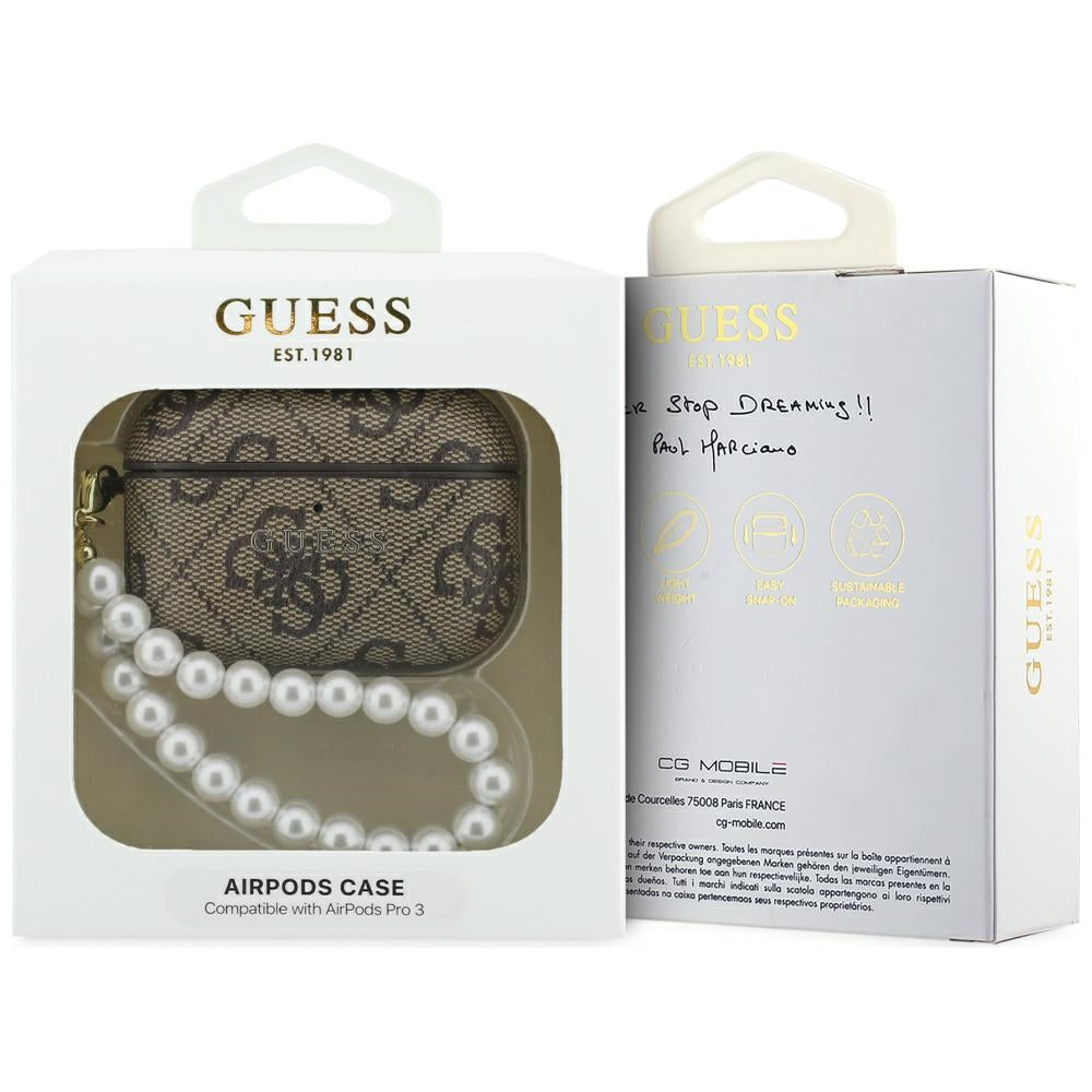 Guess 4G Pearl Strap dėklas AirPods Pro 3 - rudas -- AirPods Pro 3