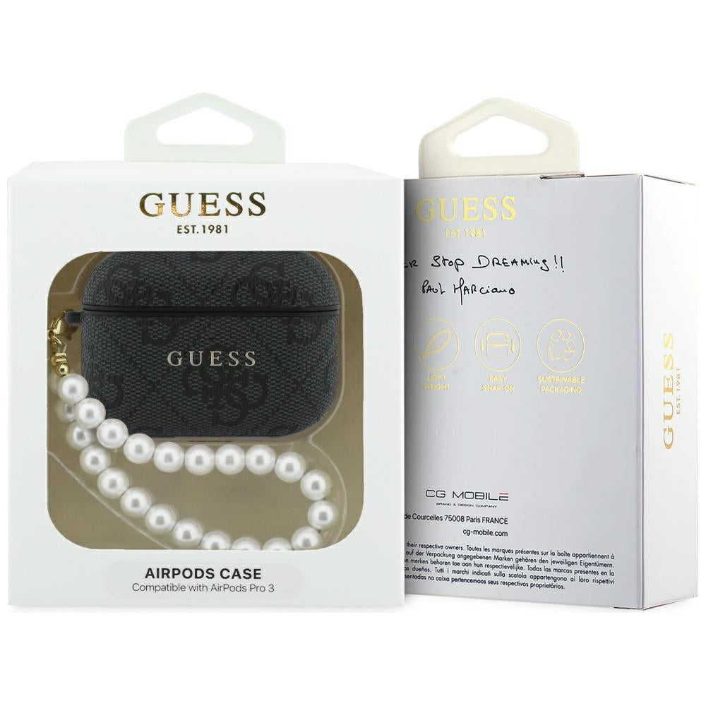 Guess 4G Pearl Strap dėklas AirPods Pro 3 - juodas -- AirPods Pro 3